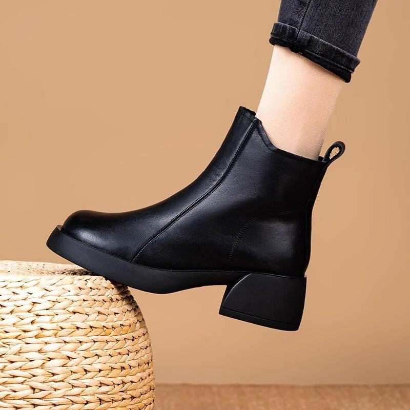 50% -Dámske členkové čižmy 2025, módne jesenné a zimné topánky z mäkkej PU kože na platforme