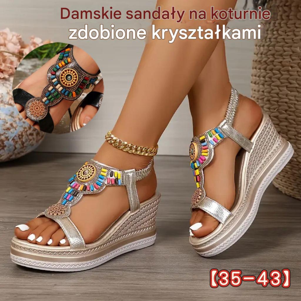 💖【35-43】✨Sandały damskie skórzane, gruba podeszwa, gumka, z koralikami, lato 2025🔥 Darmowa wysyłka. ✅ Płatność przy odbiorze