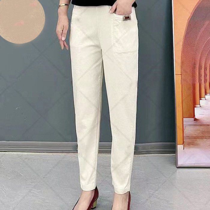 🔥【30%OFF！】🔥【M-6XL】🍃Pantaloni casual elastici respirabili cu talie înaltă pentru femei de vară