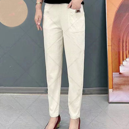 🔥【30%OFF！】🔥【M-6XL】🍃Pantaloni casual elastici respirabili cu talie înaltă pentru femei de vară