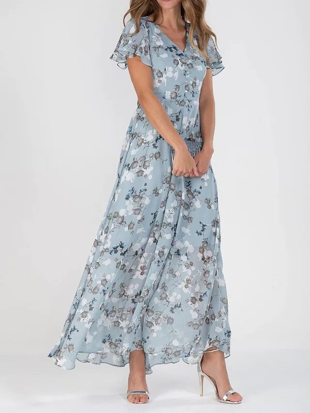 🔥Oferta ograniczona czasowo💖👗【S-3XL】Nowa letnia sukienka z mlecznego jedwabiu, falbany w kształcie litery V, modna i podkreślająca talię