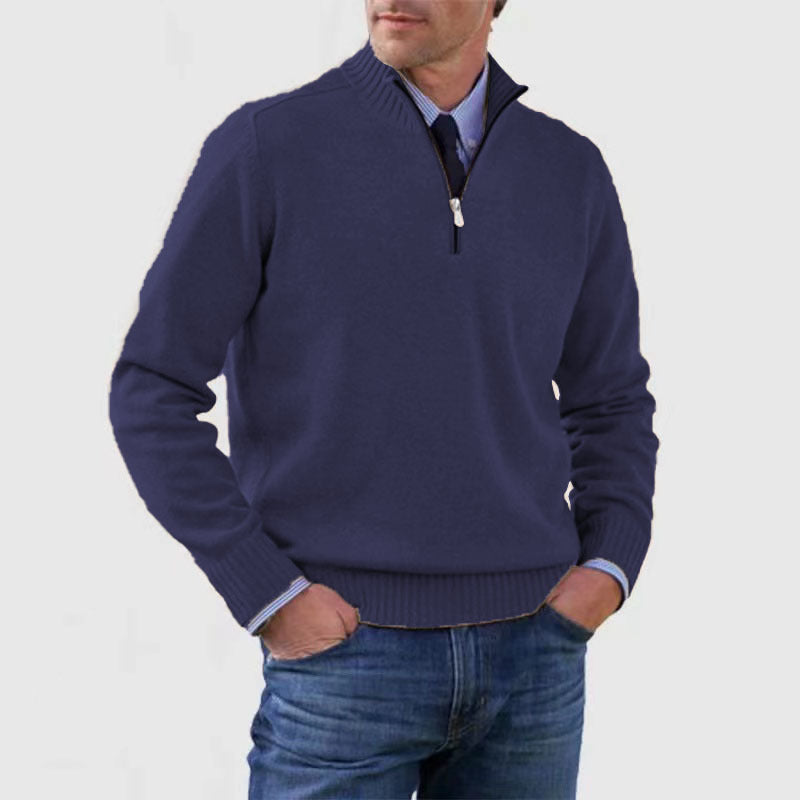 🧥✨ Suéter de punto con cremallera para hombre de talla grande, diseño simple y combinable.