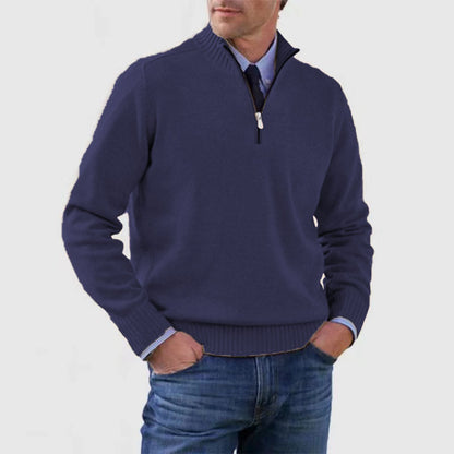 🧥✨ Suéter de punto con cremallera para hombre de talla grande, diseño simple y combinable.
