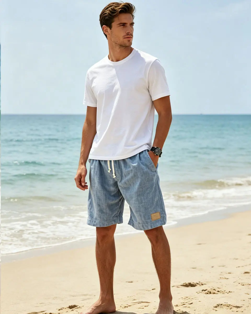 ⏳🔥【Ultima zi cu reducere de 50%】👖 【S-5XL】【55-110 kg】Pantaloni scurți casual din in pentru bărbați, cu șnur, pentru anul 2026 (mărimi mari).