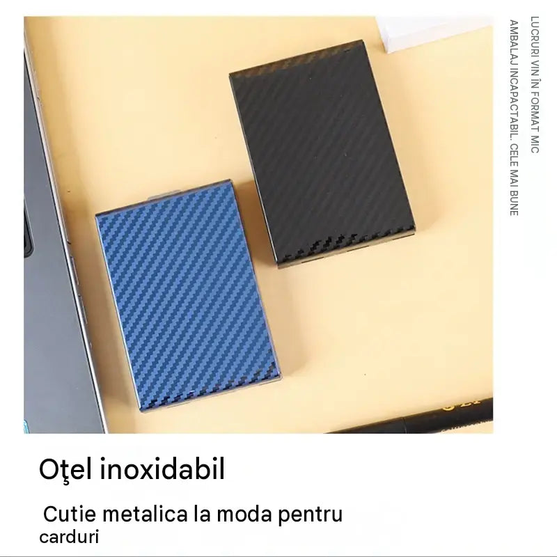 🛡️✨ Suport pentru carduri din oțel inoxidabil cu protecție RFID – Portofel pentru carduri cu protecție împotriva demagnetizării, compact și portabil 💳