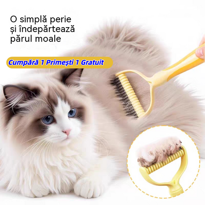 🐶【Cumpără 1 Primești 1 Gratuit】-2buc--🧹 Perie autocurățătoare cu două fețe pentru animale de companie: Îndepărtează părul mort și reduce năpârlirea la câini și pisici
