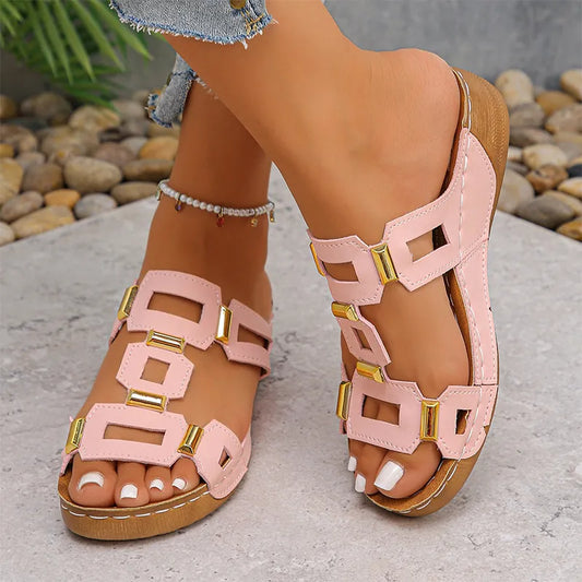 👡【Confortabile, fără oboseală la mers】Sandale retro cu platformă și toc tip wedge