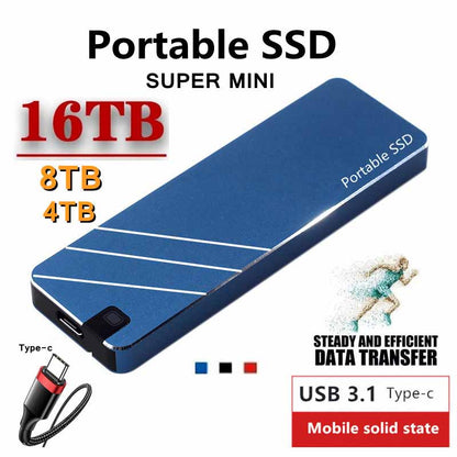 💾【16TB】【SSD externo pequeño】Velocidad de transmisión rápida, diseño compacto, peso ligero, a prueba de golpes y estable
