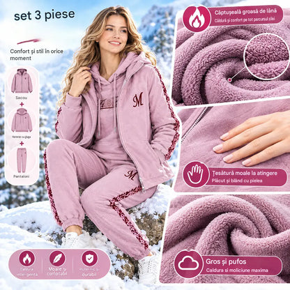 🔥【Pantaloni + Pulover + Jachetă】Nou set sport-casual pentru toamnă/iarnă 2026 – gros și căptușit.