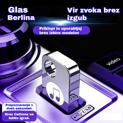 🚗🎵🎵【Glasbeni USB ključek】Vsebuje 8000 pesmi, 600 glasbenih videoposnetkov in 6D zvočne učinke.