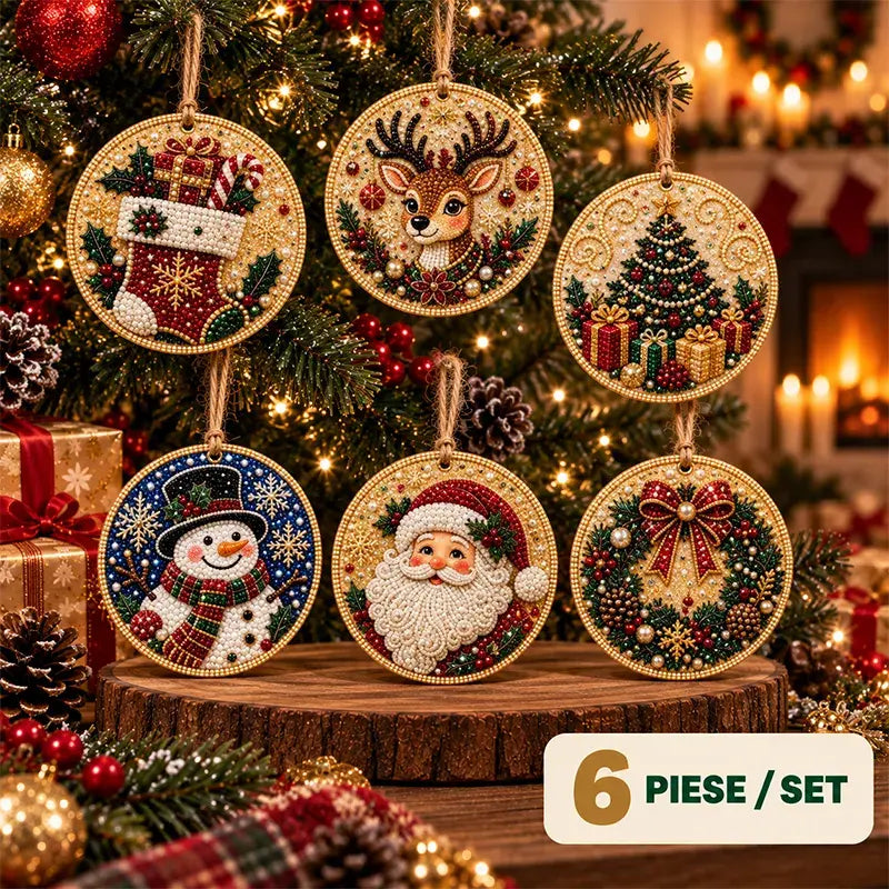 🎄 Set 6 Decorațiuni DIY de Crăciun cu Diamante – Proiect Creativ pentru Familie, Perfecte pentru Brad, Fereastră sau Cadouri!
