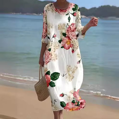 🌸🌸【50% de descuento】🔥【S-8XL】 2026 nuevo vestido con estampado de flores y cuello