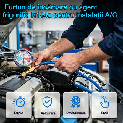 ⏳Ofertă limitată în timp⏰ Furtun de încărcare cu agent frigorific R134a pentru instalații A/C, cu manometru – unealtă universală și ușor de utilizat pentru proiecte DIY 🔧