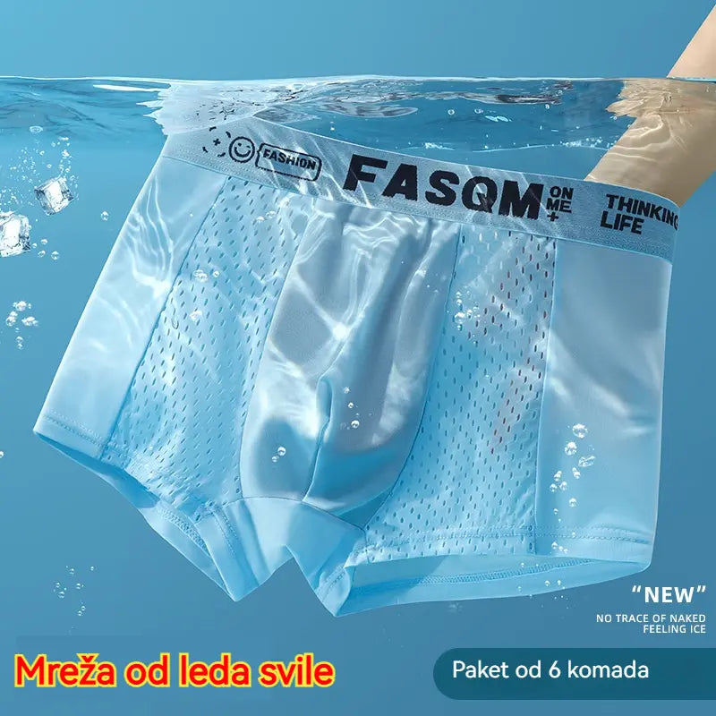 🔥【6 buc】Boxeri bărbătești din material Air Mesh Ice Silk. Elastic, confortabil și respirabil.