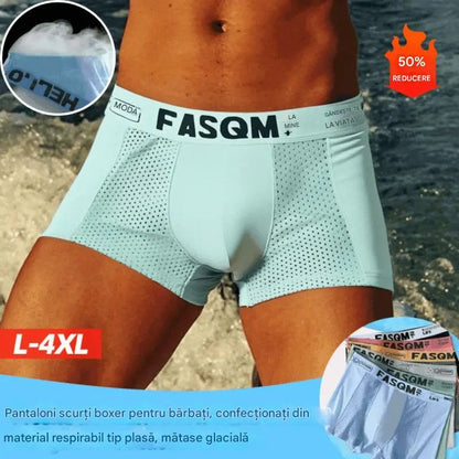 🔥【6 buc】Boxeri bărbătești din material Air Mesh Ice Silk. Elastic, confortabil și respirabil.