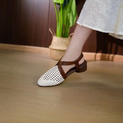 【35-40】Sandale Retro din Piele Moale cu Perforații – Confort la super-lativ, zero presiune și picioare odihnite toată vara!