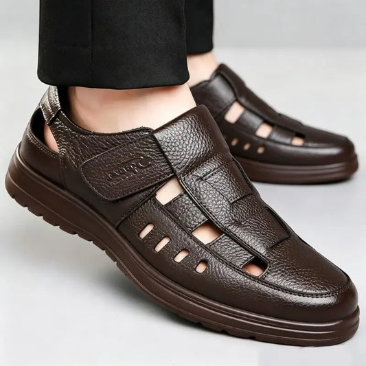【39-45】👞Sandale bărbătești respirabile, casual, din piele naturală, cu design perforat, colecția de vară 2026.