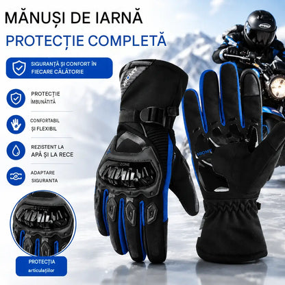 🔥🧤Mănuși pentru motocicletă și ciclism – impermeabile, călduroase și rezistente la vânt, cu protecție la impact, manșetă lungă și funcție touch screen