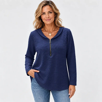 ✨Nou: La jumătate de preț✨ 【Mărimi S–5XL / 5 culori】Bluză uni cu guler Peter Pan – perfectă pentru suprapuneri sau pentru a fi purtată ca atare!