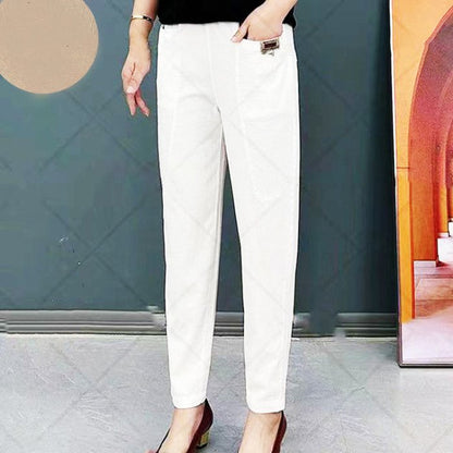 🔥【30%OFF！】🔥【M-6XL】🍃Pantaloni casual elastici respirabili cu talie înaltă pentru femei de vară
