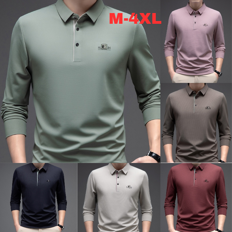 🔥【Compra uno y llévate otro gratis】🔥【M-4XL】Polo de manga larga de moda de negocios para hombre, superventas