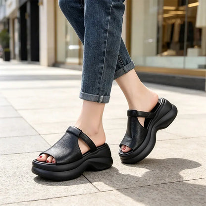 🔥【35-40】👡Sandale noi pentru femei, cu talpă groasă și care sporesc înălțimea (înălțimea tocului 6 cm)