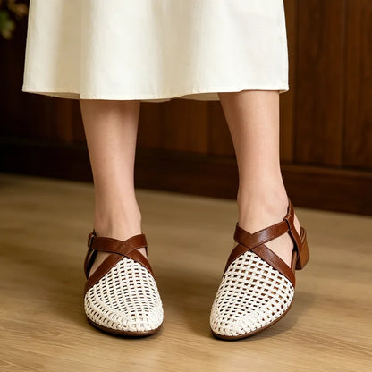 【35-40】Sandale Retro din Piele Moale cu Perforații – Confort la super-lativ, zero presiune și picioare odihnite toată vara!
