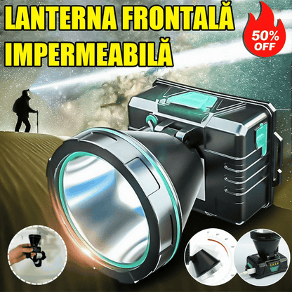 🔥🔥Lanternă Frontală Ultra-Luminoasă – 12h Autonomie, Ușoară și Impermeabilă