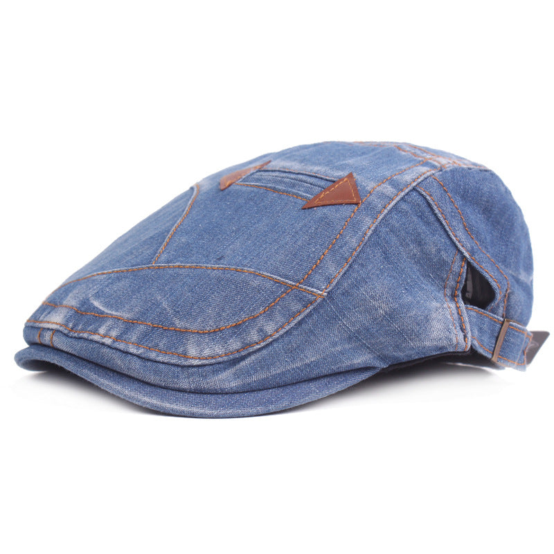 🤠【Oferta por tiempo limitado】Boina de mezclilla para hombre Gorra con visera Retro Sombrero informal