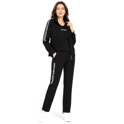 🌸 Eleganță și confort absolut! Trening elegant din 3 piese pentru doamne (Jachetă cu fermoar + Tricou + Pantaloni / Mărimi: M-6XL)! ✨