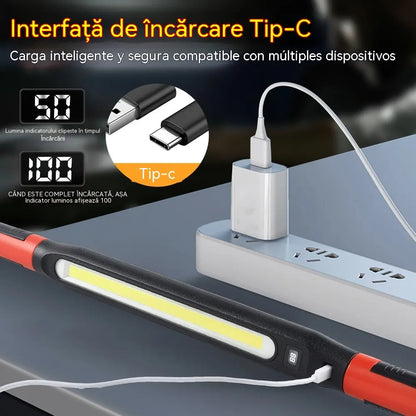 🔦💡 Lanternă de lucru reîncărcabilă 4 în 1: îți eliberează mâinile și poate fi folosită oriunde.