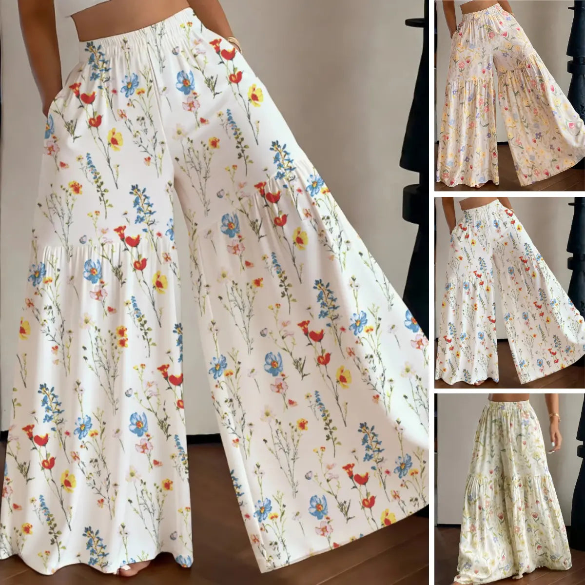 【S-2XL】Pantaloni largi pentru femei, cu imprimeu, croială lejeră, potriviți pentru toate tipurile de corp
