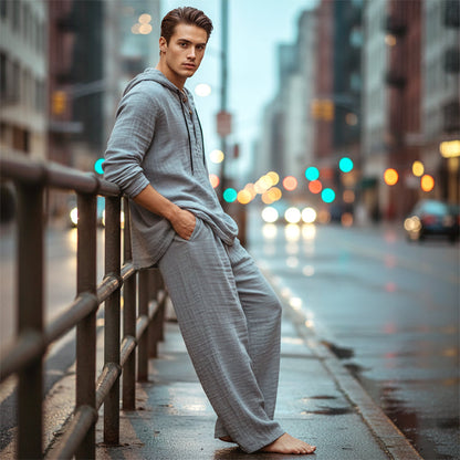 📢📢 50% DE DESCUENTO🔥 Conjunto de dos piezas para hombre: top holgado y pantalón con capucha ✅️Pago contra reembolso