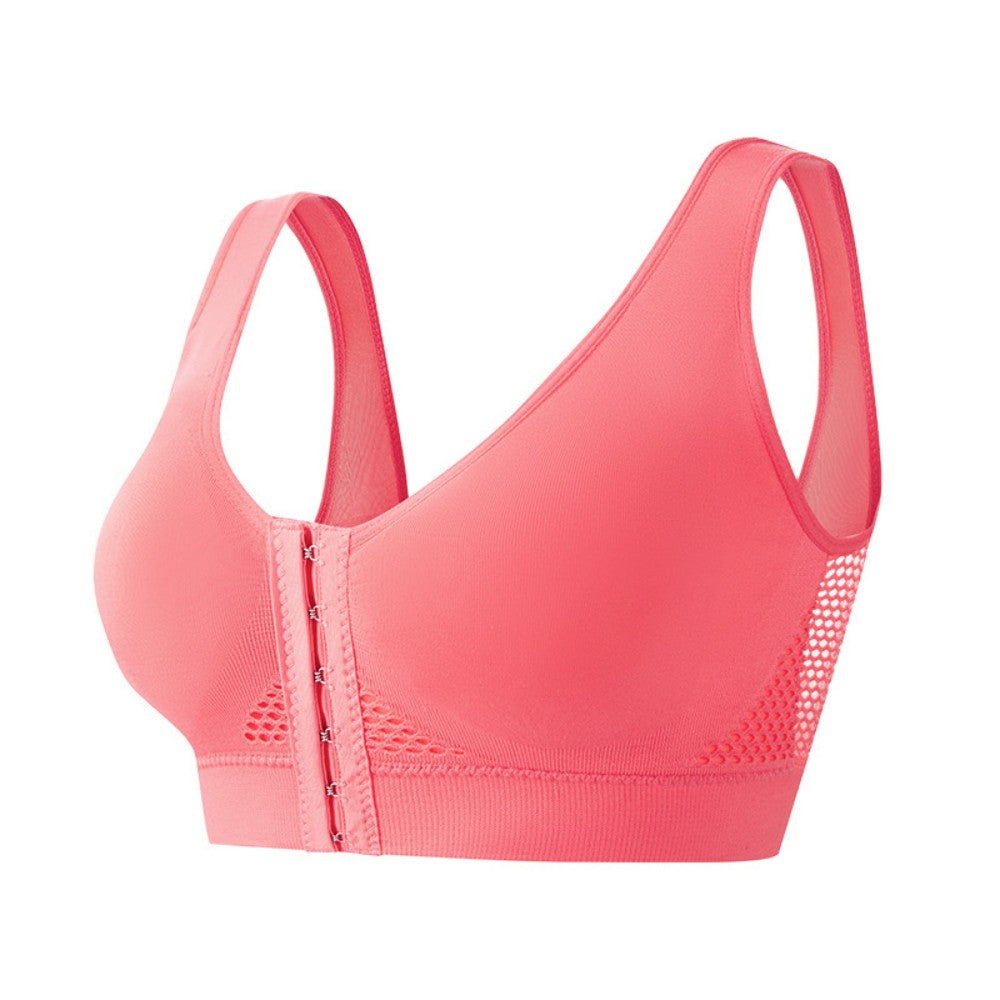 🧘‍♀️👙【Compra 2 y llévate 1 gratis】【S-6XL】Sujetador deportivo con cierre frontal sin aros, efecto push up y espalda deportiva