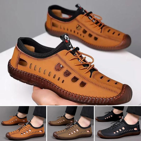 🔥Ограничено количество🔥✨【Размери 39-44】Мъжки ежедневни обувки с кухи, дишащи и неплъзгащи се обувки от естествена кожа