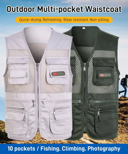 🔥Vestă multifuncțională de vară pentru bărbați cu buzunare multiple, ideală pentru drumeții, pescuit și activități în aer liber【XL-4XL】