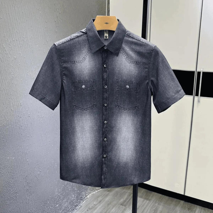 👕Новата мъжка дънкова риза slim fit 2026, с първокласно пране и износено покритие!