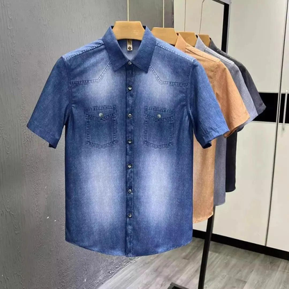 👕Новата мъжка дънкова риза slim fit 2026, с първокласно пране и износено покритие!
