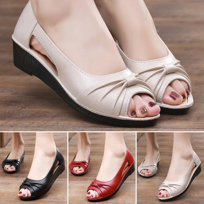 🌼【36-40】 Stylowe sandały damskie w jednolitym kolorze, miękka podeszwa na platformie, buty z wycięciami, otwarty palec u nogi, buty w kształcie kostki na lato-3970573