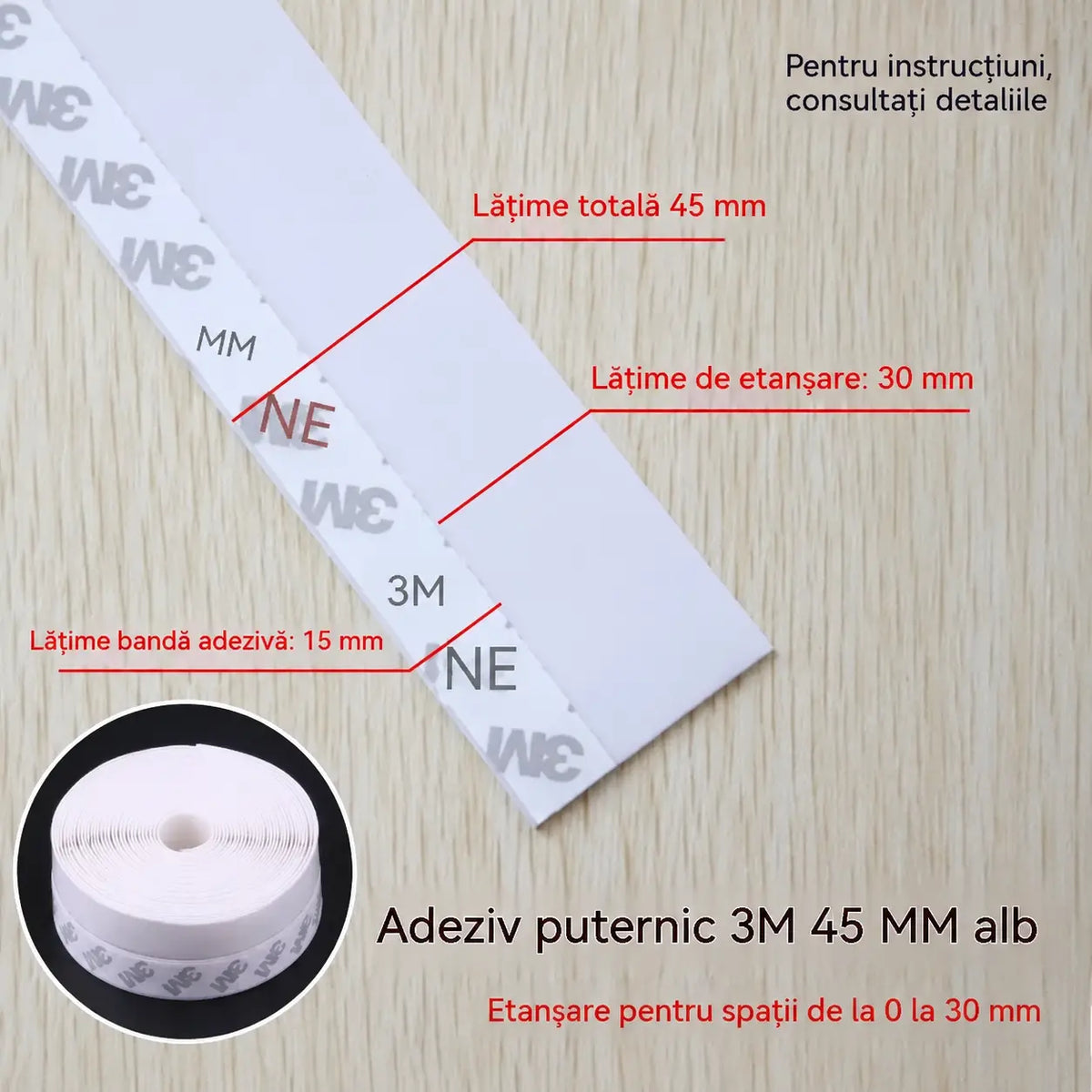 🚪【5M】Bandă de etanșare din PVC pentru uși – protecție împotriva prafului și curentului de aer