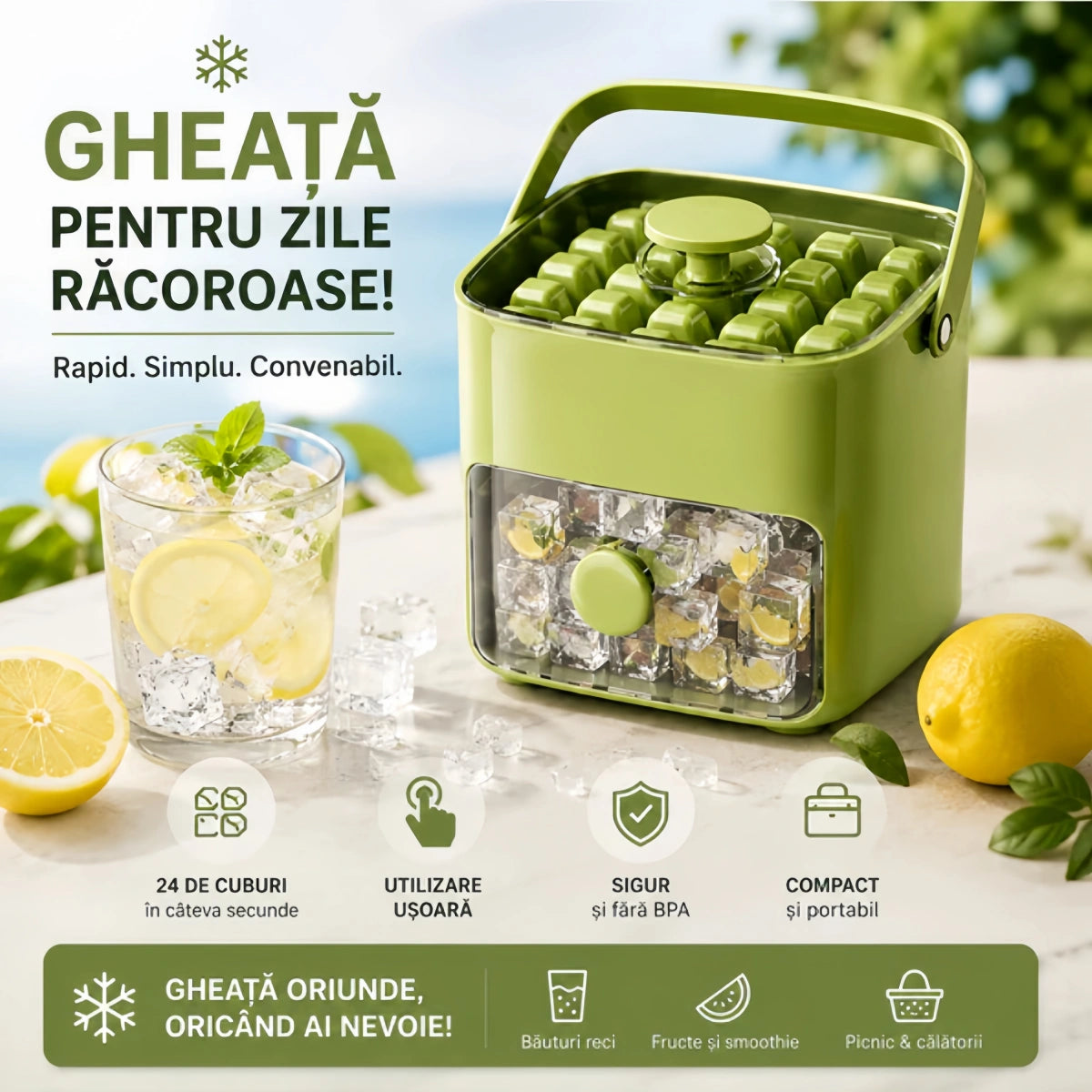 🧊2026 Tavă pentru cuburi de gheață cu capac – Prepararea gheții este ușoară