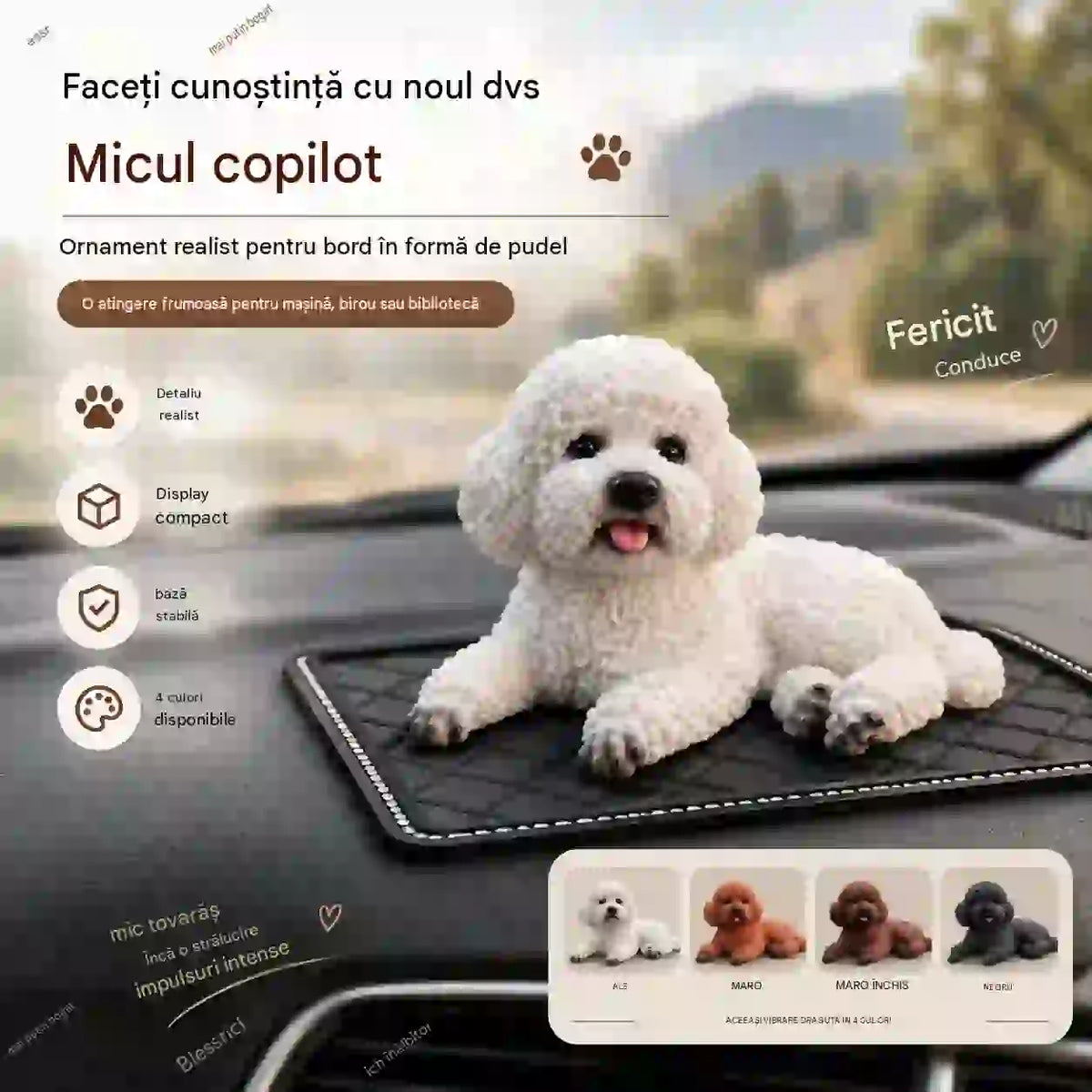 🐶✨Ornament auto în formă de pudel: cea mai adorabilă îmbunătățire pentru bordul mașinii