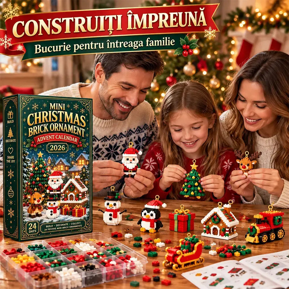 🎄 Calendar Advent 2026 cu Mini Blocuri de Construcție de Crăciun · 24 de Surprize · Ornamente de Agățat în Brad · Cadou Perfect pentru Familie!