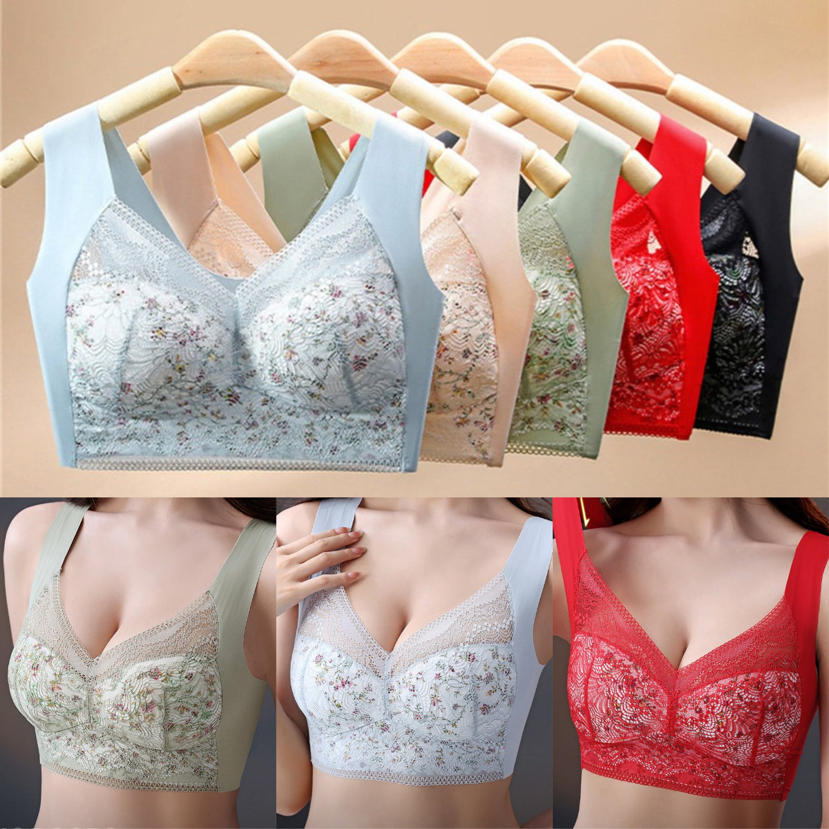 🔥【🔥Kup 1, a 3 dostaniesz gratis】【3/6 sztuk】💕🎁Bezszwowy biustonosz z lodowego jedwabiu w dużym rozmiarze, oddychający i regulowany [40 kg-100 kg]-3998025