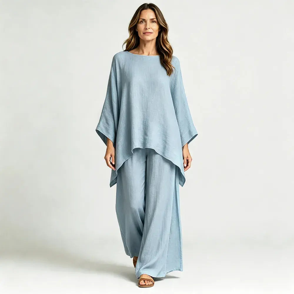 【S-3XL】🌸✨Ofertă limitată - Set cămașă și pantaloni simpli din in pentru femei