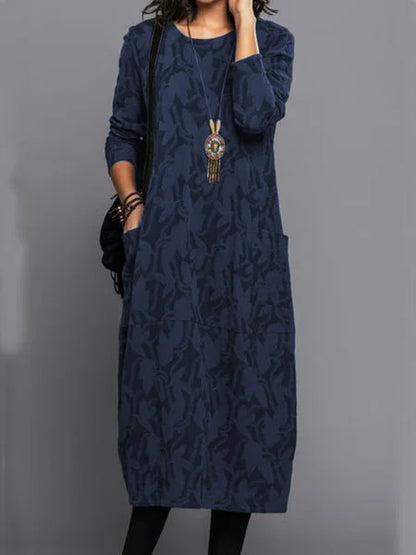 🔥Tallas S-3XL: ¡Especial de invierno! Vestido único con bolsillos y cuello redondo, elegante y con estilo.