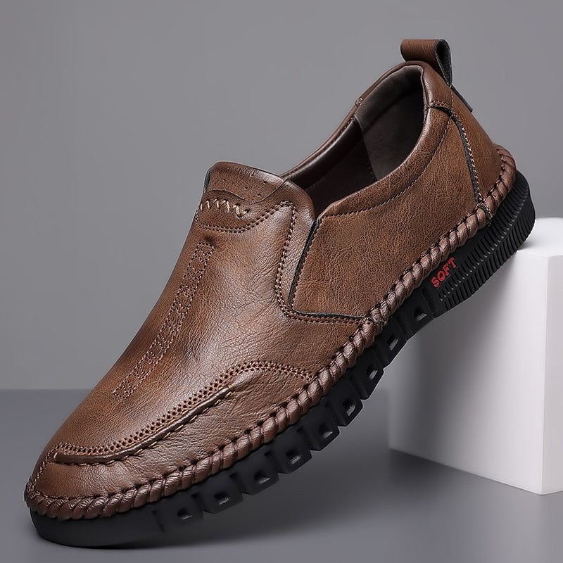👞【39-44】2025 nowe męskie oryginalne skórzane buty casualowe miękka podeszwa antypoślizgowe oddychające skórzane buty-3981071