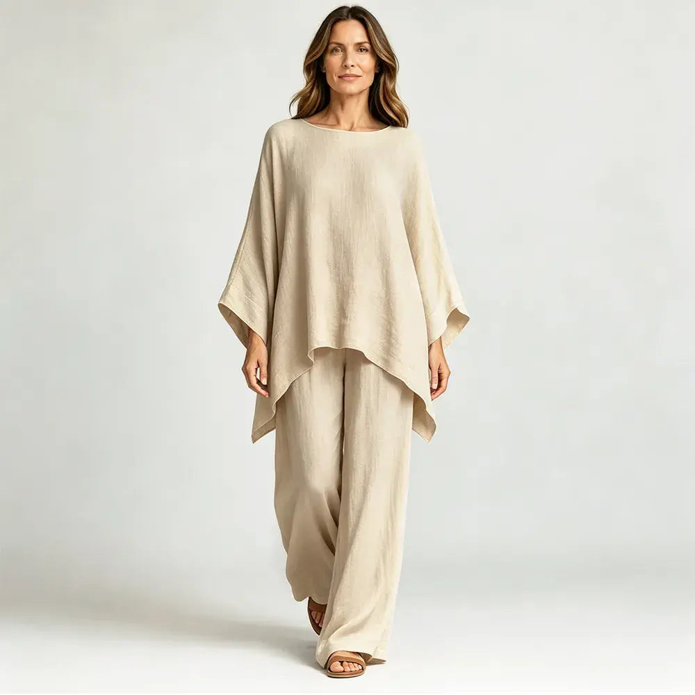 【S-3XL】🌸✨Ofertă limitată - Set cămașă și pantaloni simpli din in pentru femei