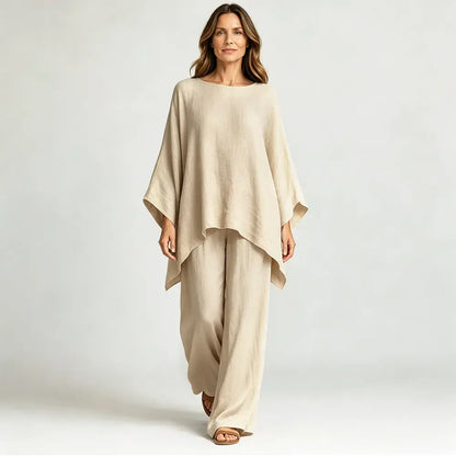 【S-3XL】🌸✨Ofertă limitată - Set cămașă și pantaloni simpli din in pentru femei