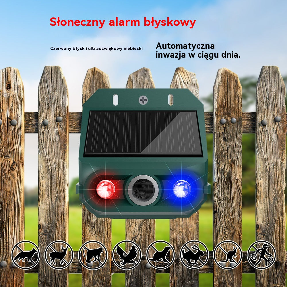 🔥Gorąca wyprzedaż🔥Odstraszacz ptaków ultradźwiękowy zasilany energią słoneczną do użytku na zewnątrz z migającym światłem podczerwonym, z czerwoną i niebieską diodą LED
